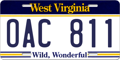 WV license plate OAC811