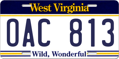 WV license plate OAC813