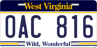 WV license plate OAC816