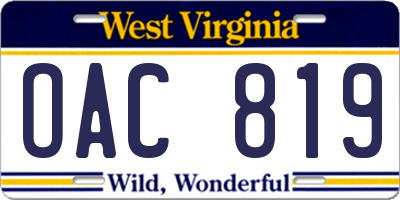 WV license plate OAC819
