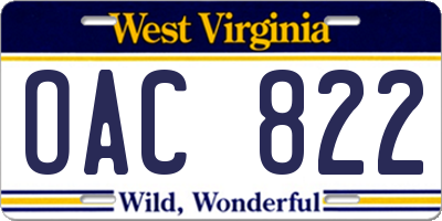 WV license plate OAC822