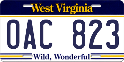 WV license plate OAC823