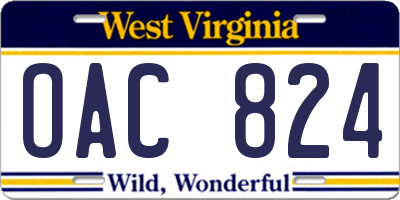 WV license plate OAC824