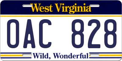WV license plate OAC828