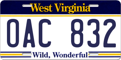 WV license plate OAC832