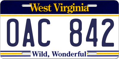 WV license plate OAC842