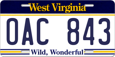WV license plate OAC843