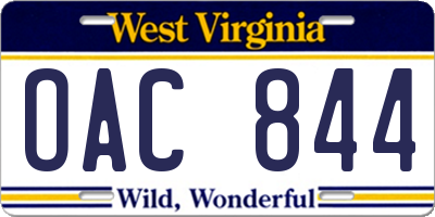 WV license plate OAC844
