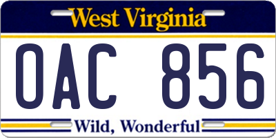 WV license plate OAC856