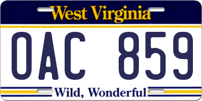 WV license plate OAC859