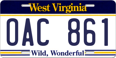 WV license plate OAC861
