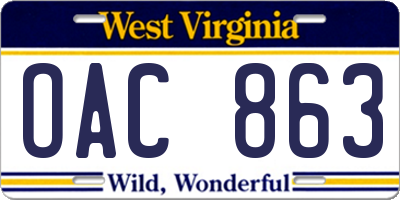 WV license plate OAC863