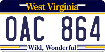 WV license plate OAC864