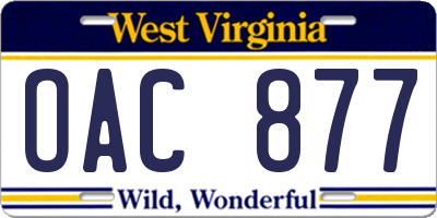 WV license plate OAC877