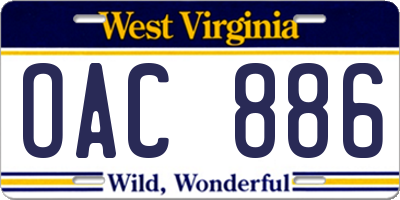 WV license plate OAC886