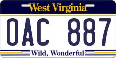 WV license plate OAC887