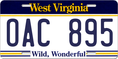 WV license plate OAC895