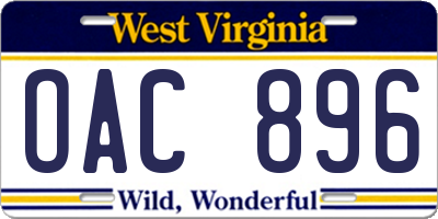WV license plate OAC896