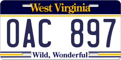 WV license plate OAC897