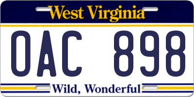 WV license plate OAC898