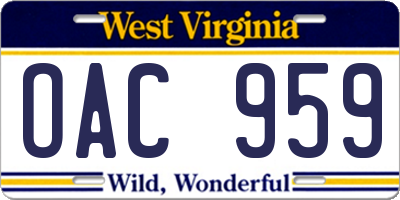 WV license plate OAC959