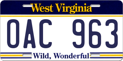 WV license plate OAC963