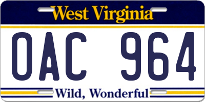 WV license plate OAC964
