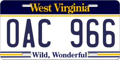 WV license plate OAC966