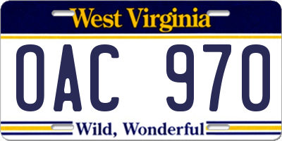 WV license plate OAC970
