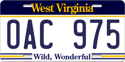 WV license plate OAC975