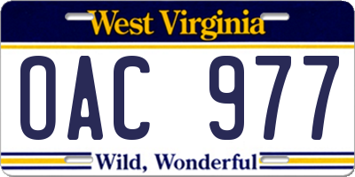 WV license plate OAC977
