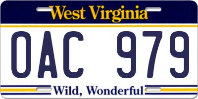 WV license plate OAC979