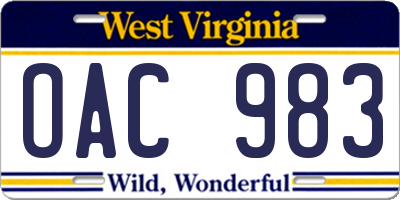 WV license plate OAC983
