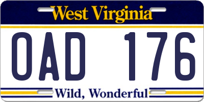 WV license plate OAD176