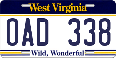 WV license plate OAD338
