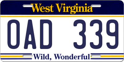 WV license plate OAD339