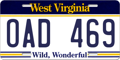 WV license plate OAD469