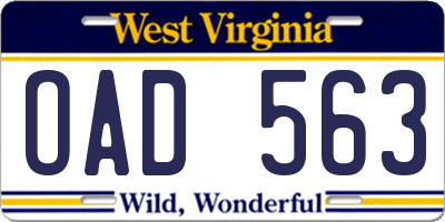 WV license plate OAD563