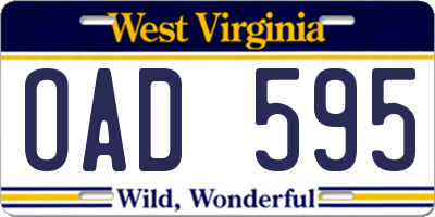 WV license plate OAD595