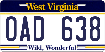 WV license plate OAD638