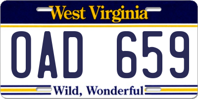 WV license plate OAD659