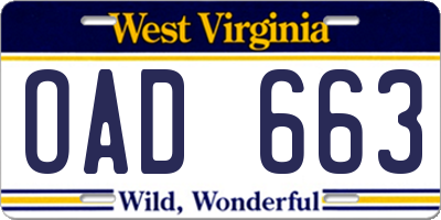 WV license plate OAD663