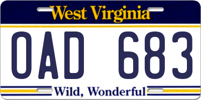 WV license plate OAD683