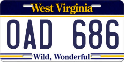WV license plate OAD686