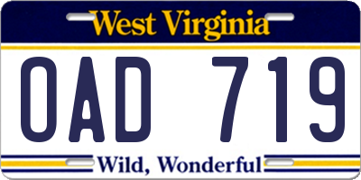 WV license plate OAD719