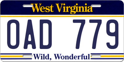 WV license plate OAD779