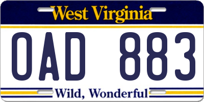 WV license plate OAD883