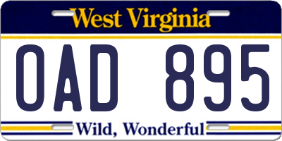 WV license plate OAD895
