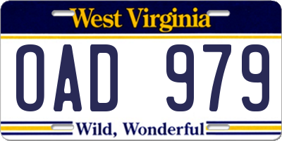 WV license plate OAD979