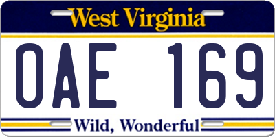 WV license plate OAE169